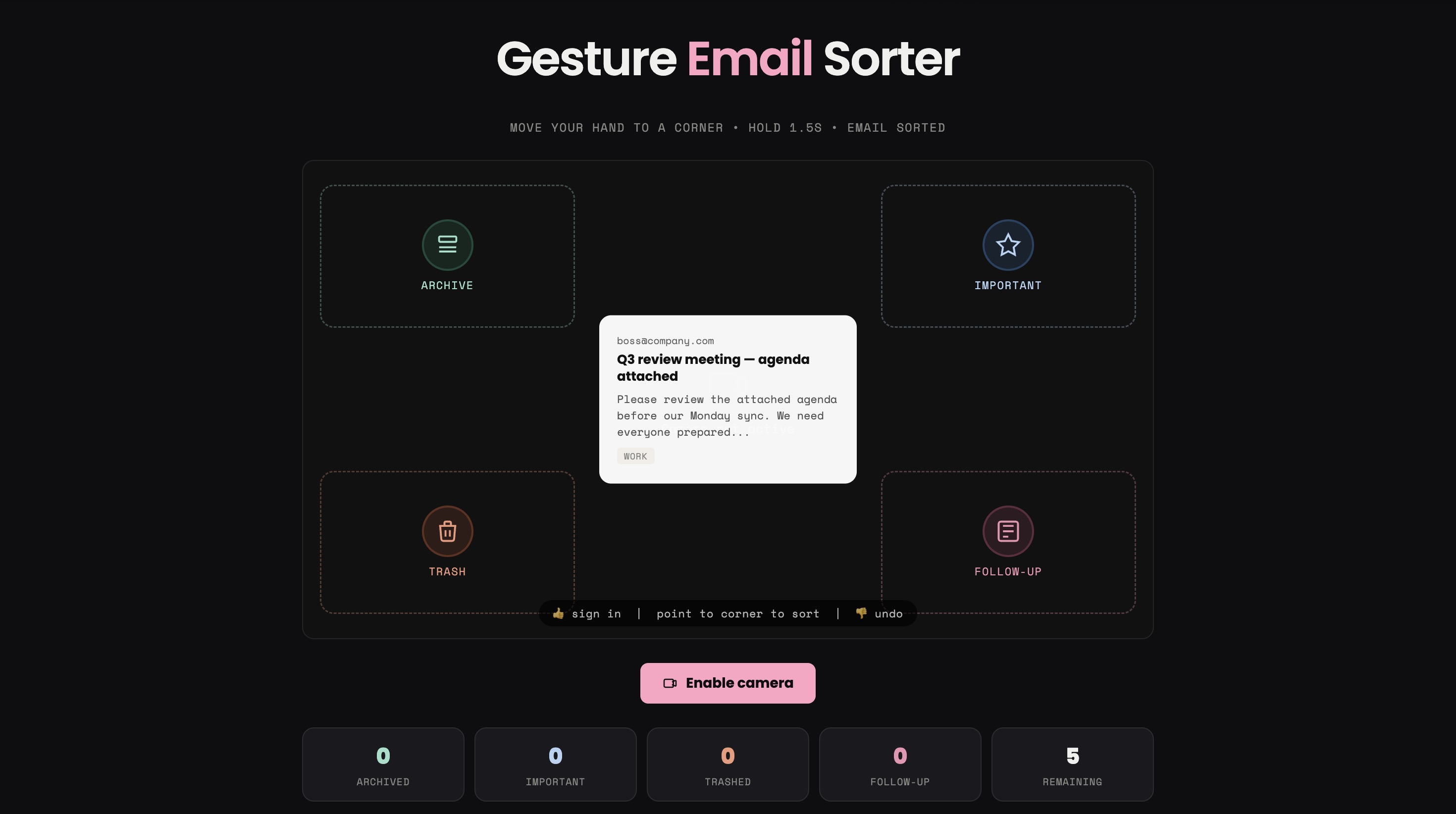 Gesture Email Sorter