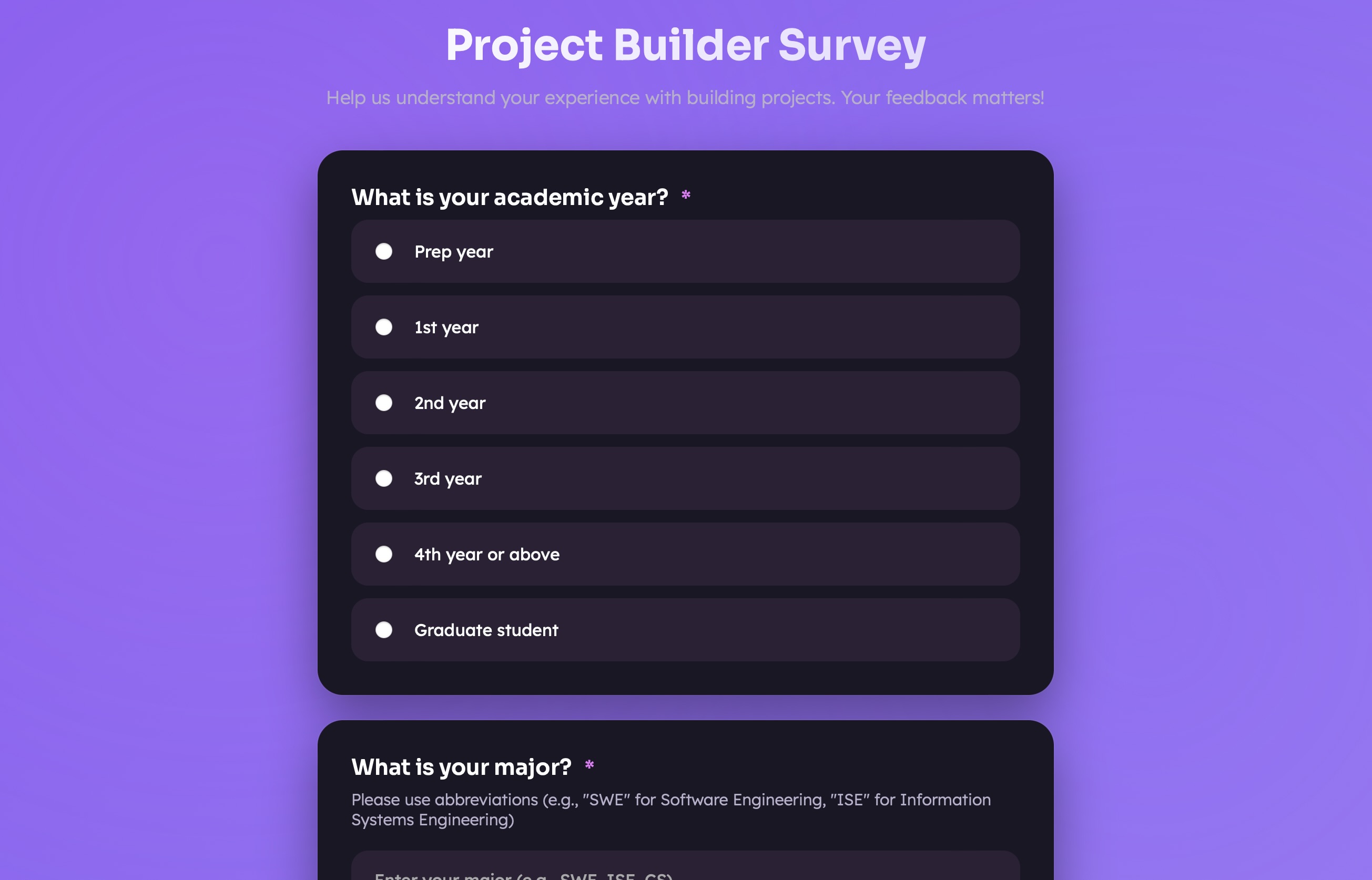 Customized Survey screenshot